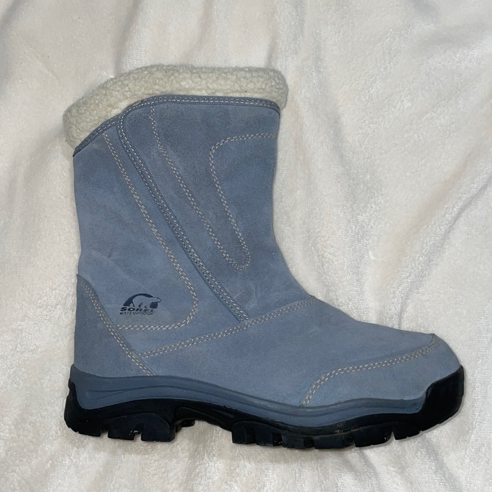 Sorel Waterfall Womens 8.5 Blue Suede Zip Thinsulate Insulation Boot NL1964-408